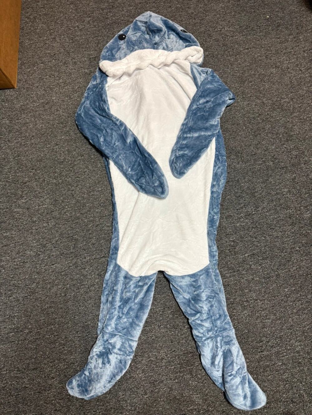 NWT Shark Blanket Hoodie Onesie for Adults Flannel Shark Sleeping Bag 63-66”